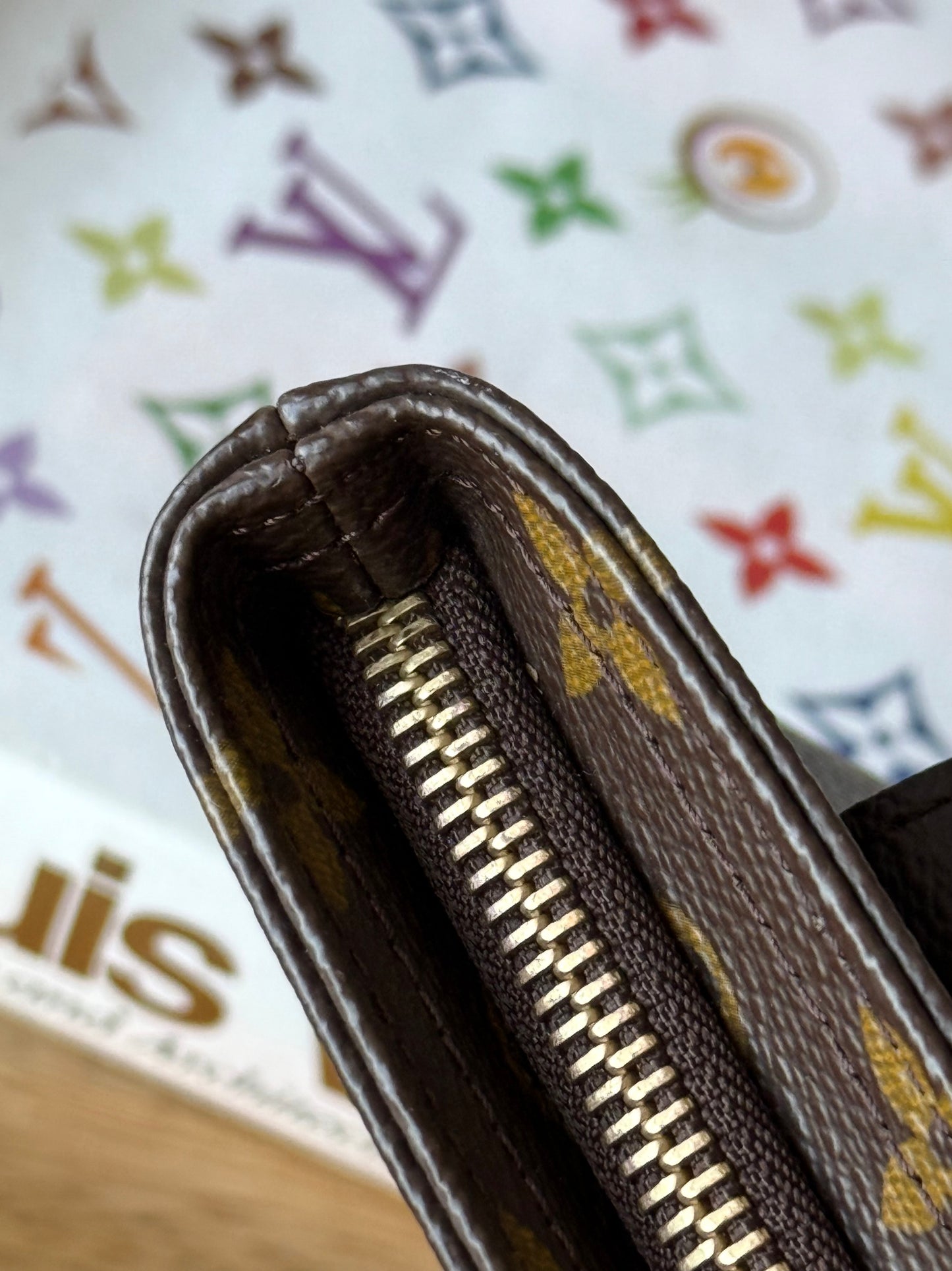LV Partition Wristlet Pouch.