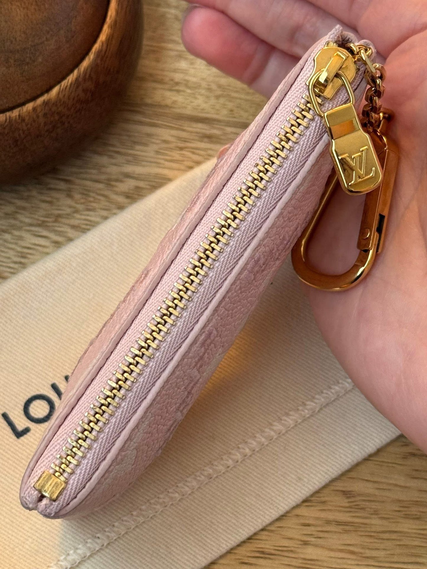 LV Broderies Key Pouch Pink