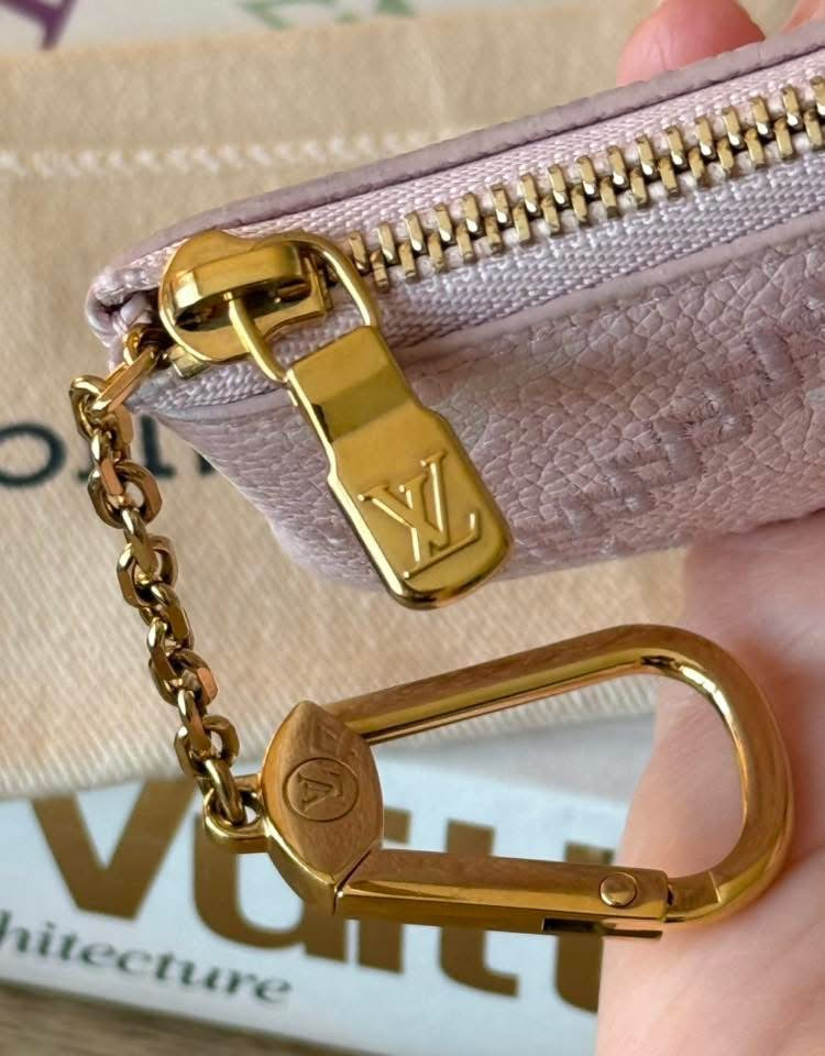 LV Broderies Key Pouch Pink