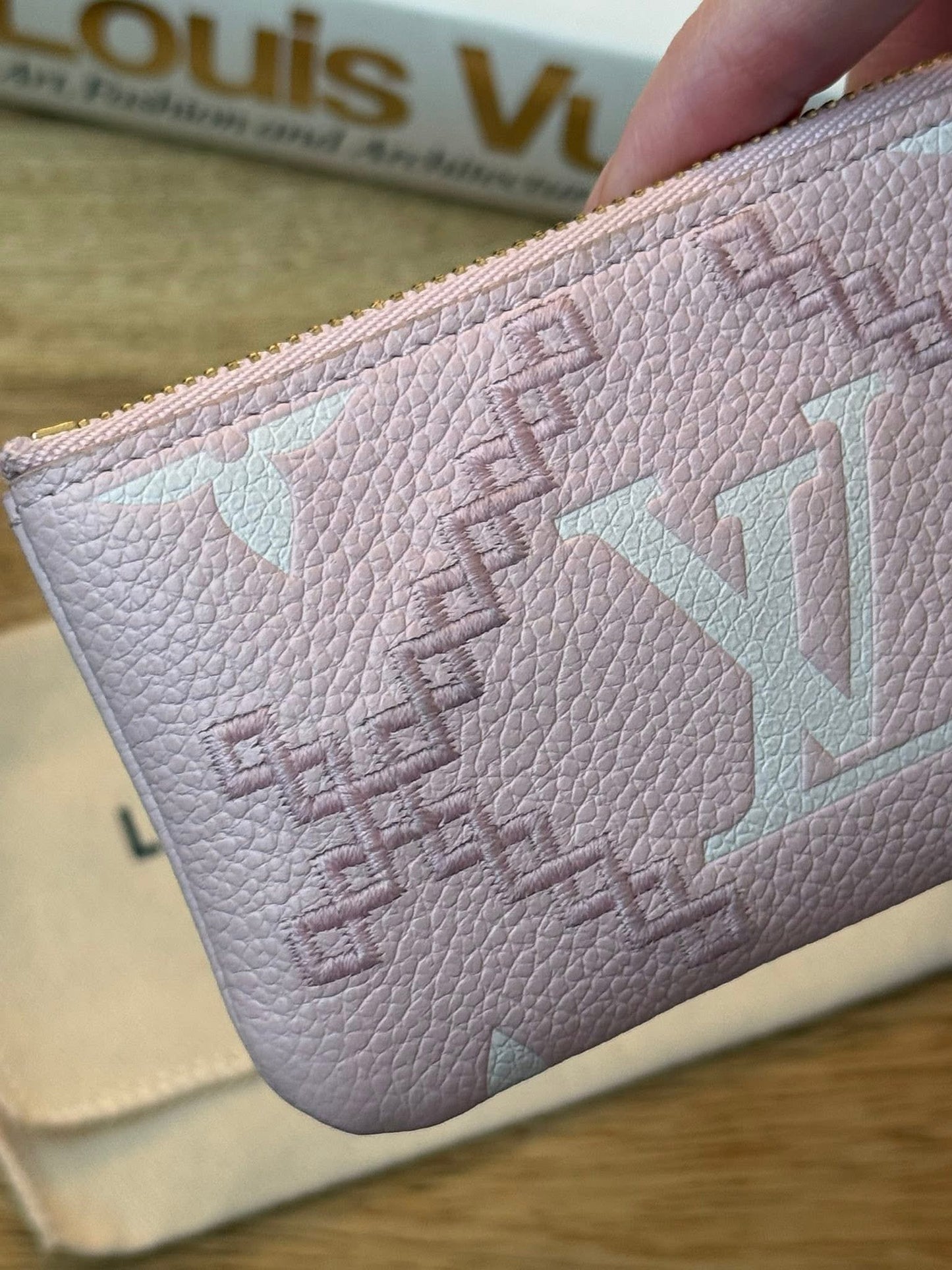 LV Broderies Key Pouch Pink