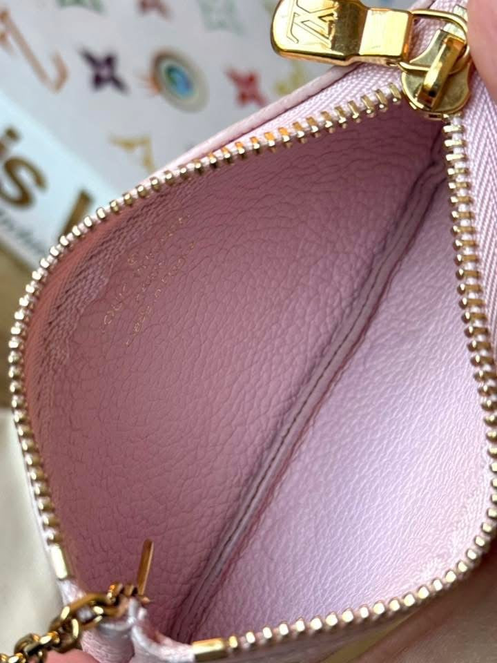 LV Broderies Key Pouch Pink