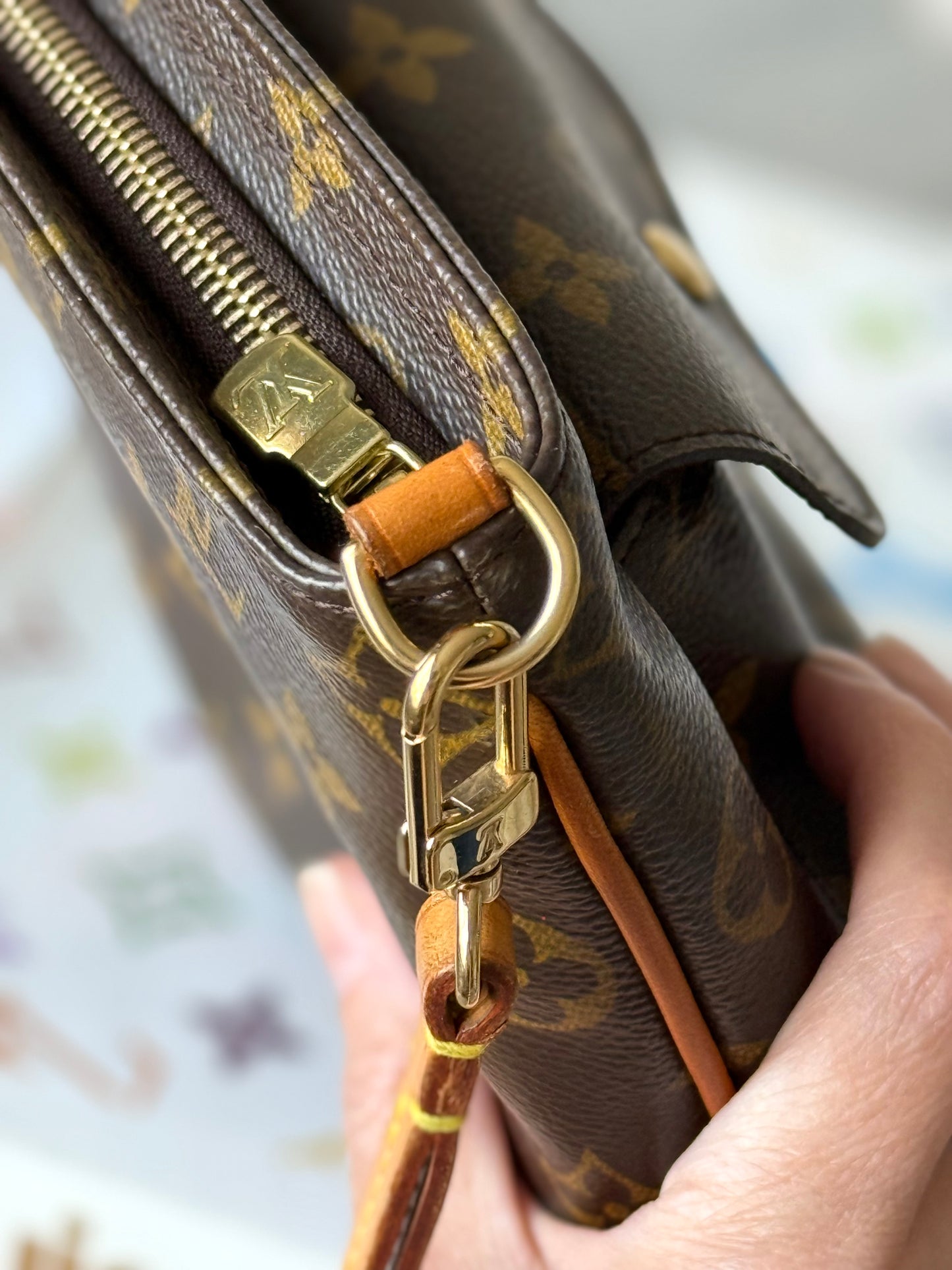 LV Partition Wristlet Pouch.