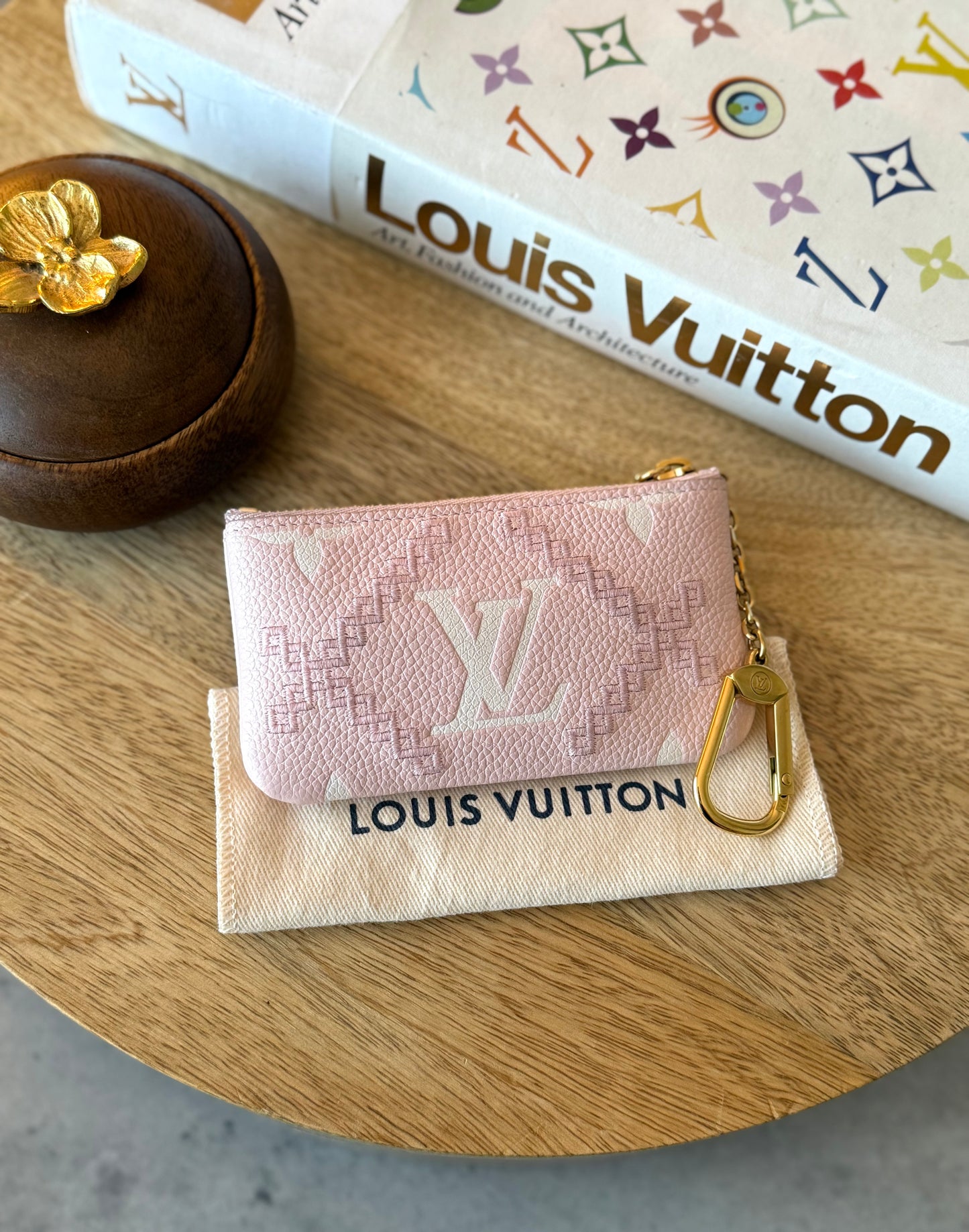LV Broderies Key Pouch Pink
