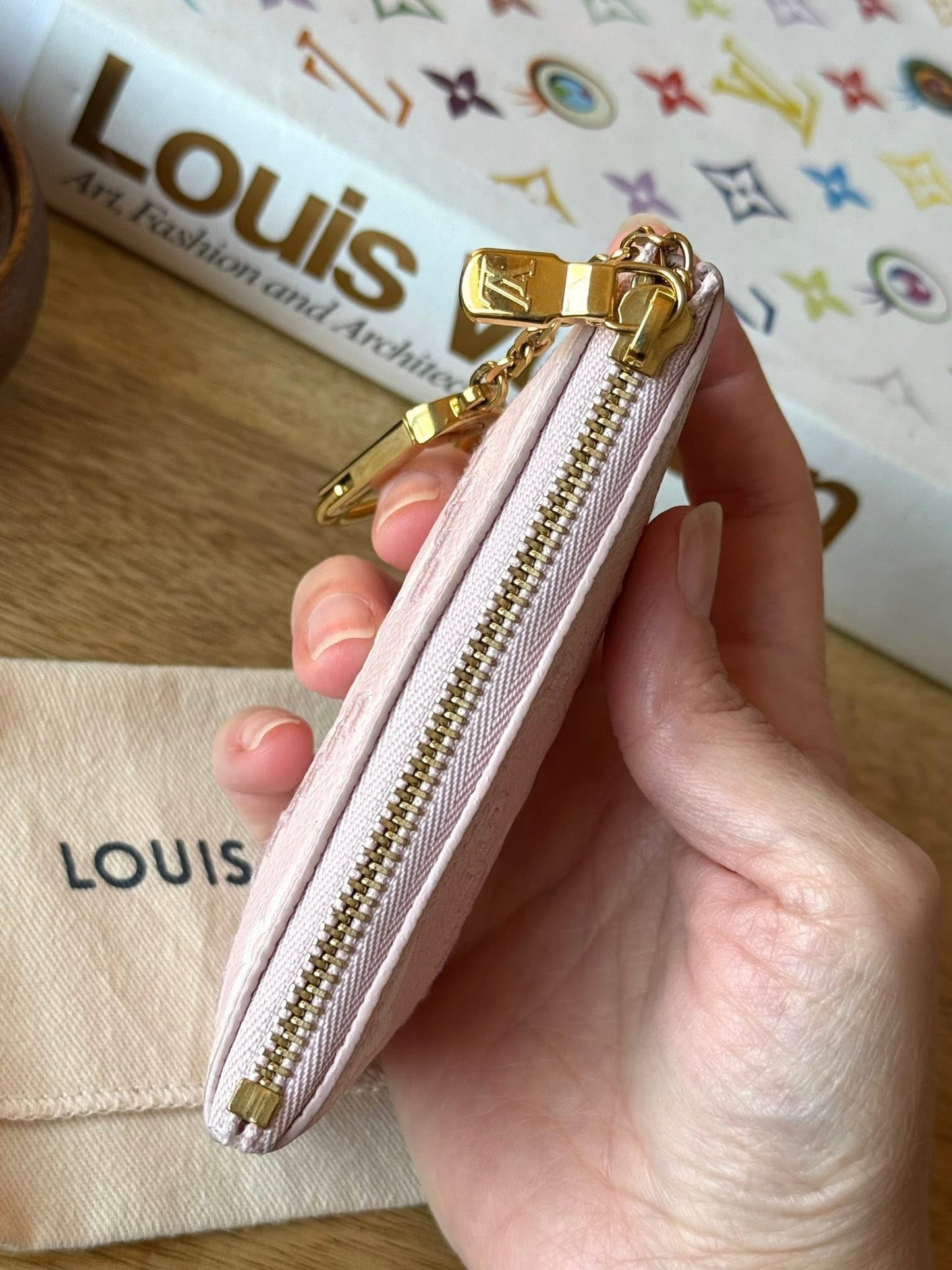 LV Broderies Key Pouch Pink