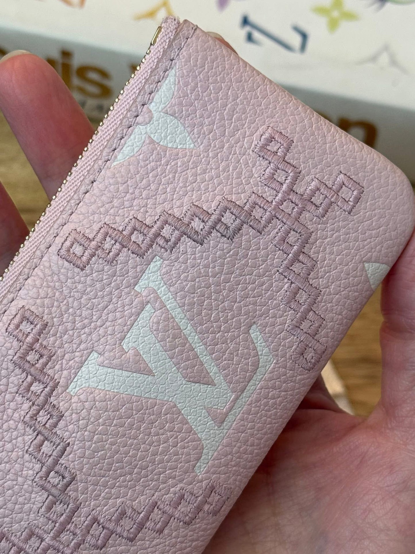 LV Broderies Key Pouch Pink