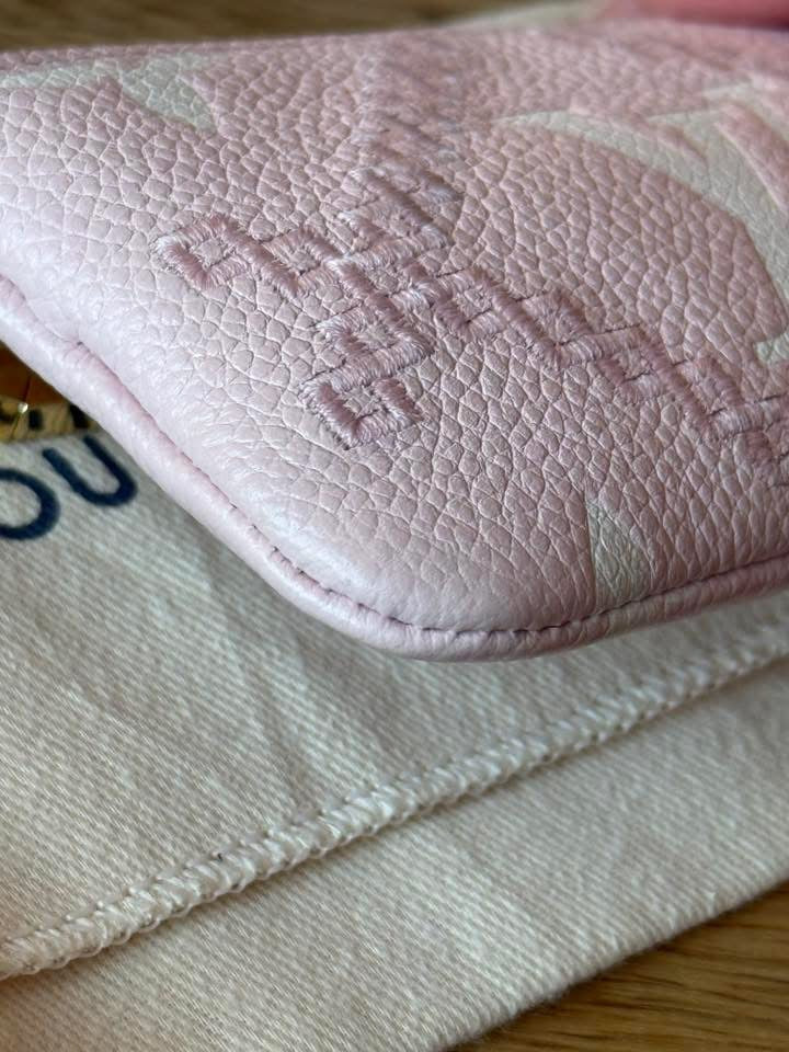 LV Broderies Key Pouch Pink
