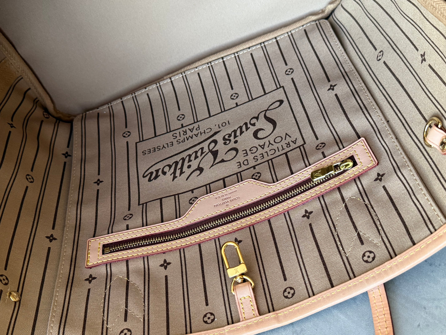 LV Neverfull MM Beige