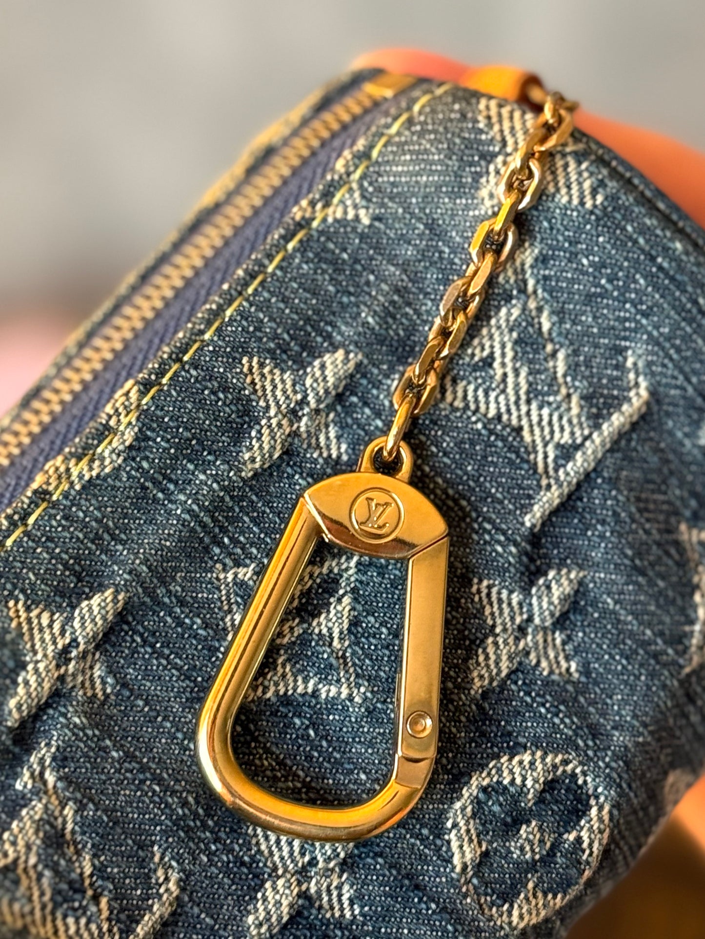 LV Denim Pochette Speedy Key Pouch