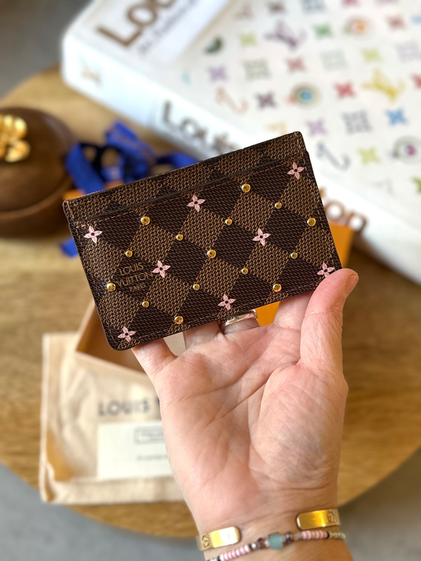 LV DE Studded Flower Card Holder