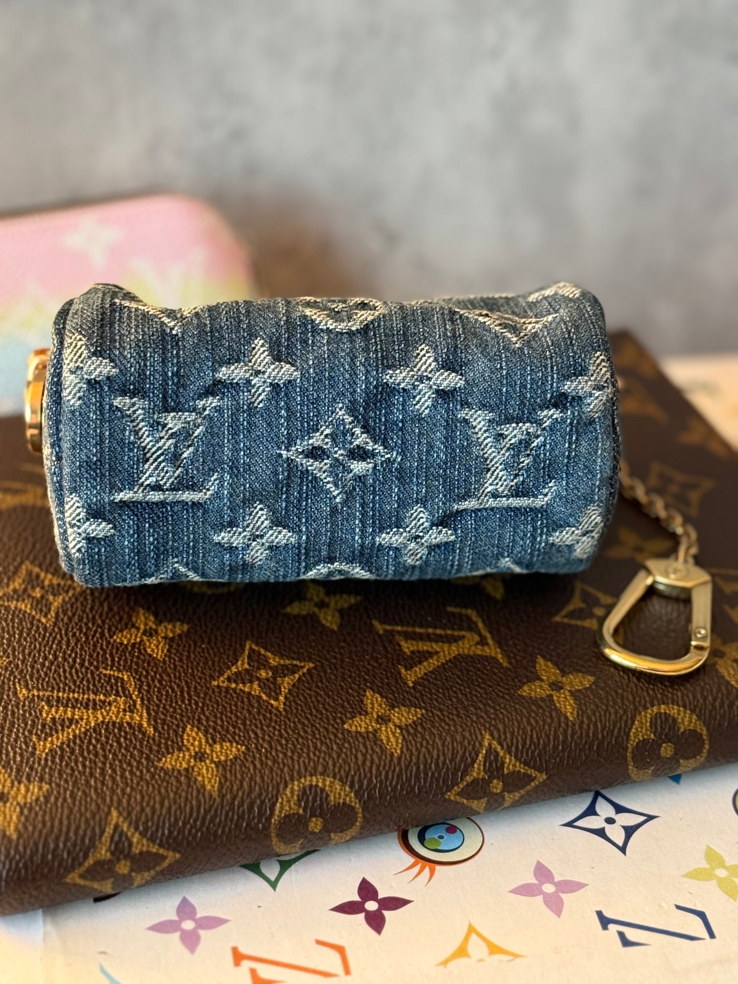 LV Denim Pochette Speedy Key Pouch