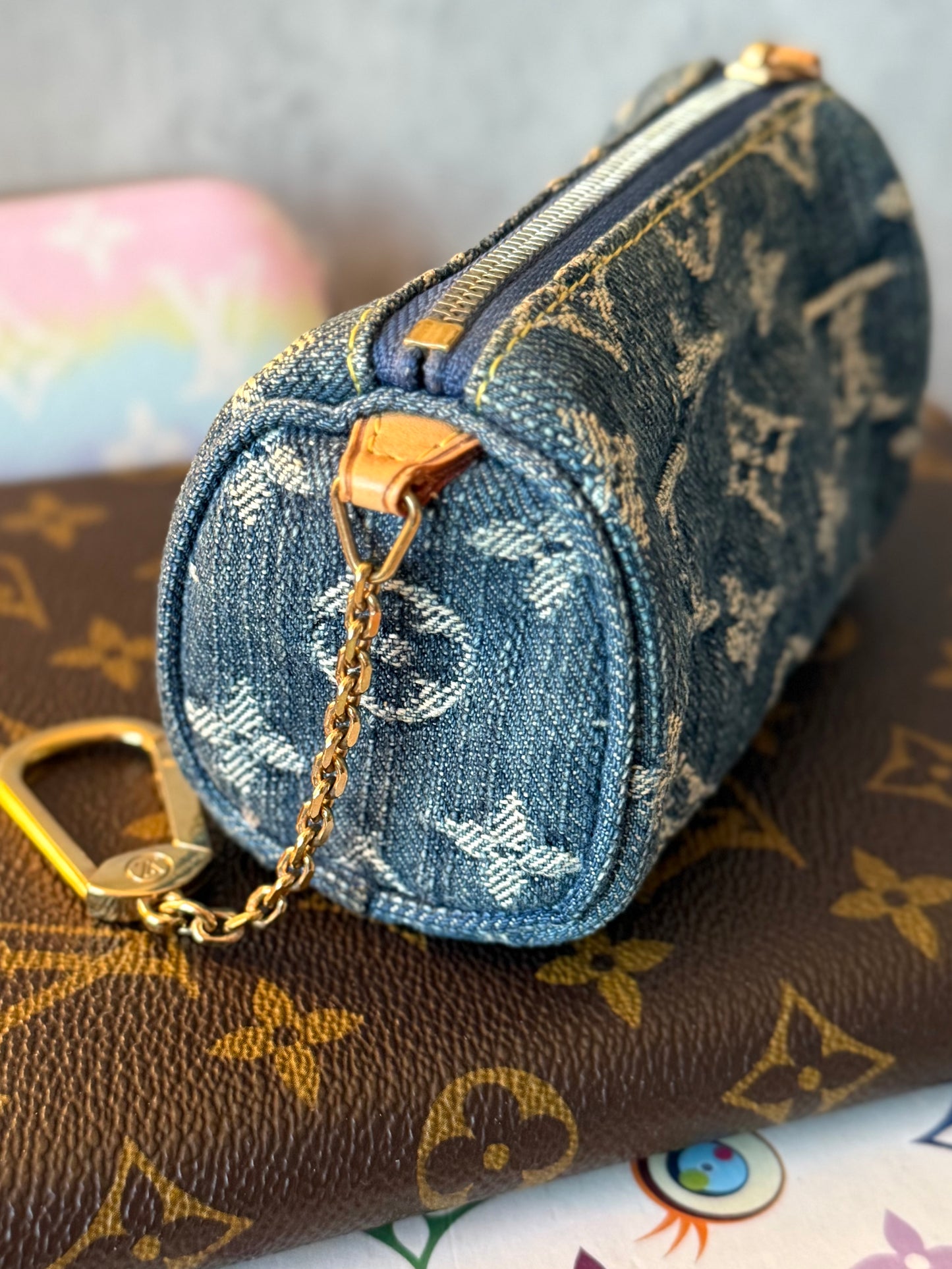LV Denim Pochette Speedy Key Pouch