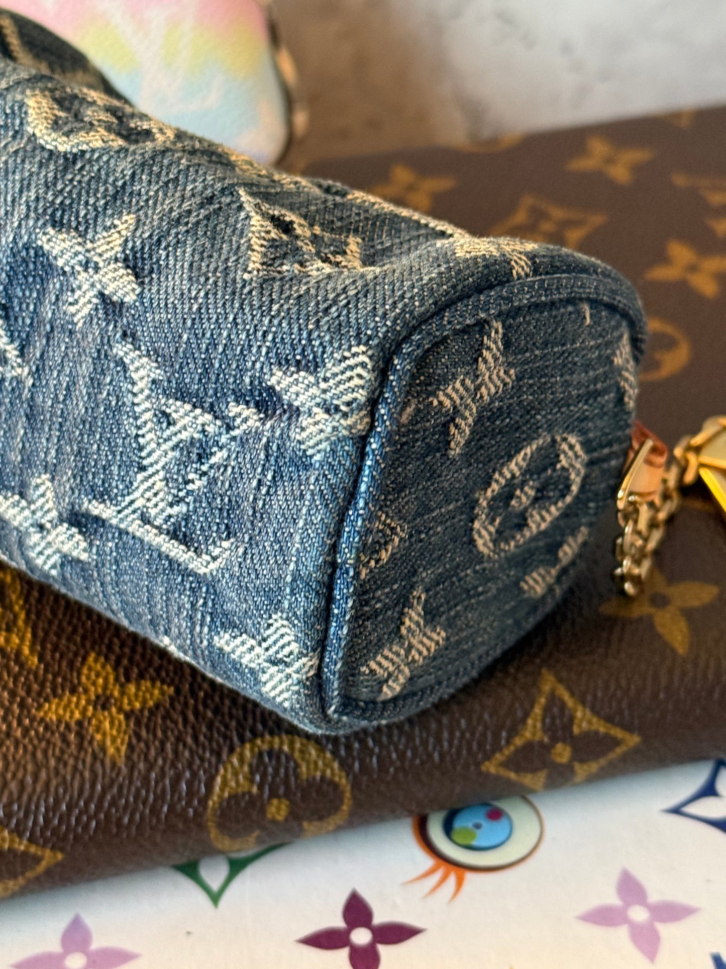 LV Denim Pochette Speedy Key Pouch