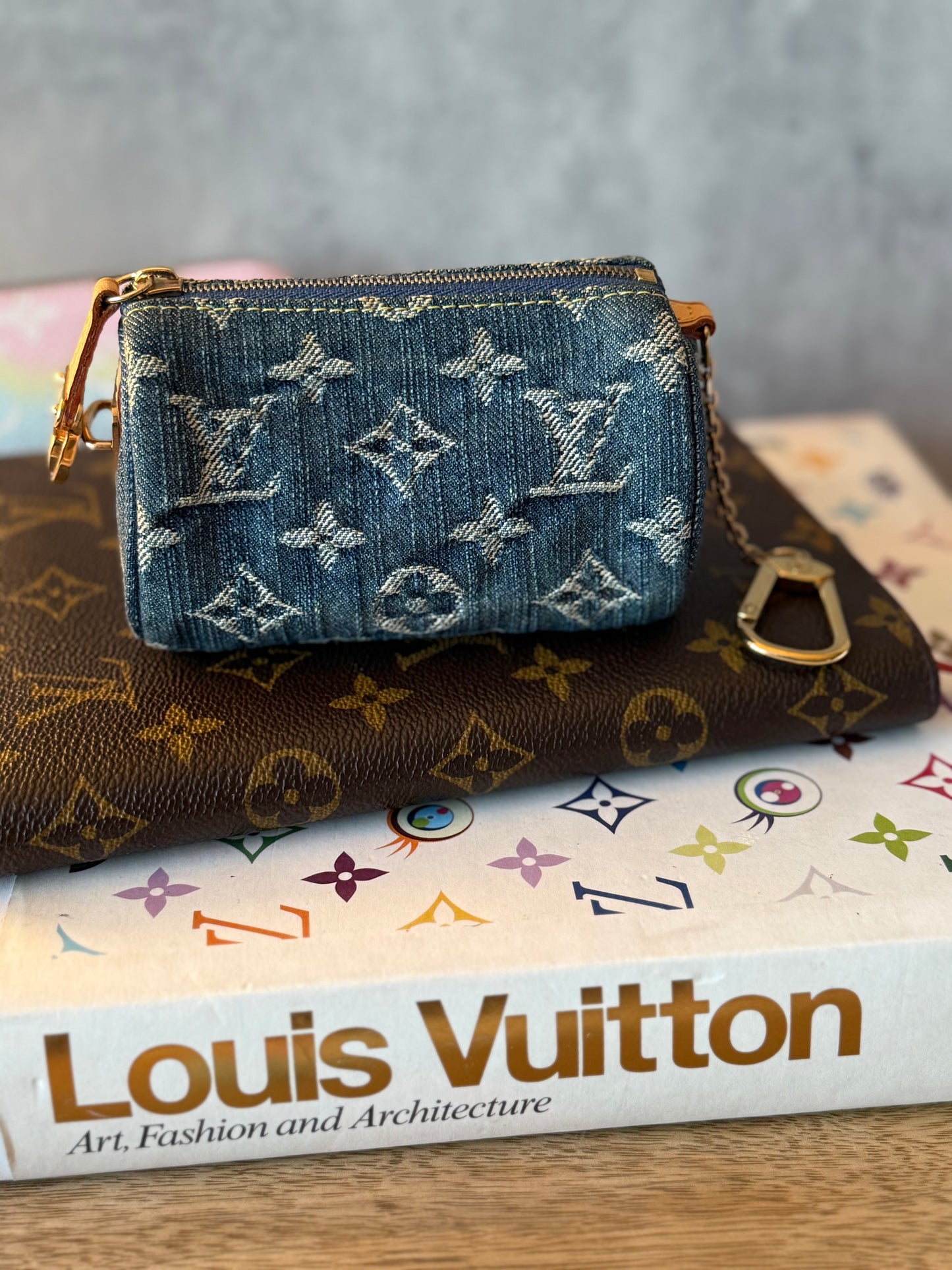LV Denim Pochette Speedy Key Pouch
