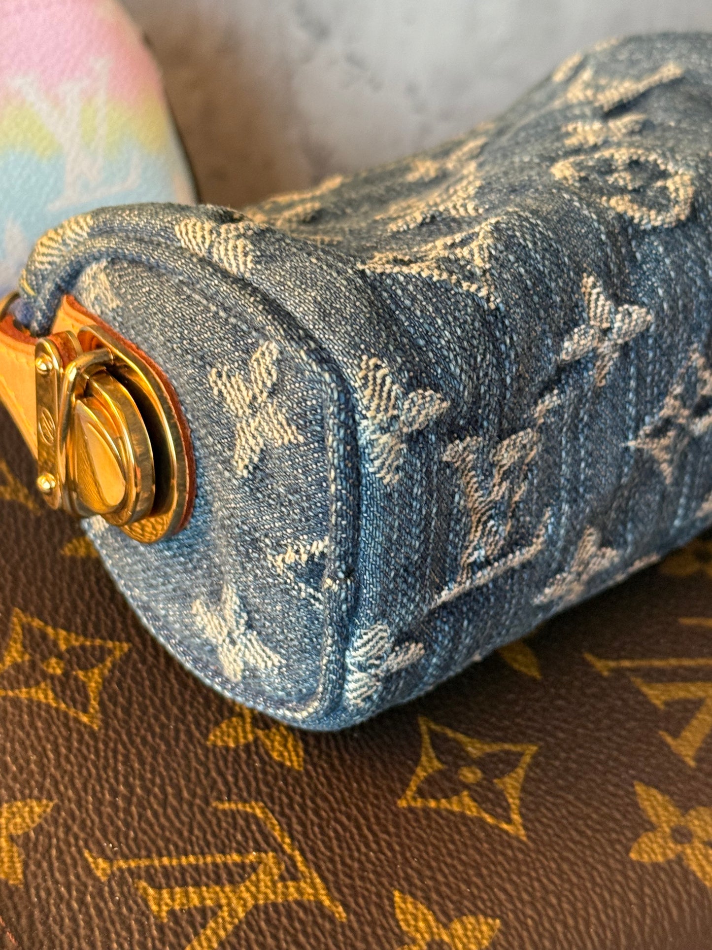 LV Denim Pochette Speedy Key Pouch