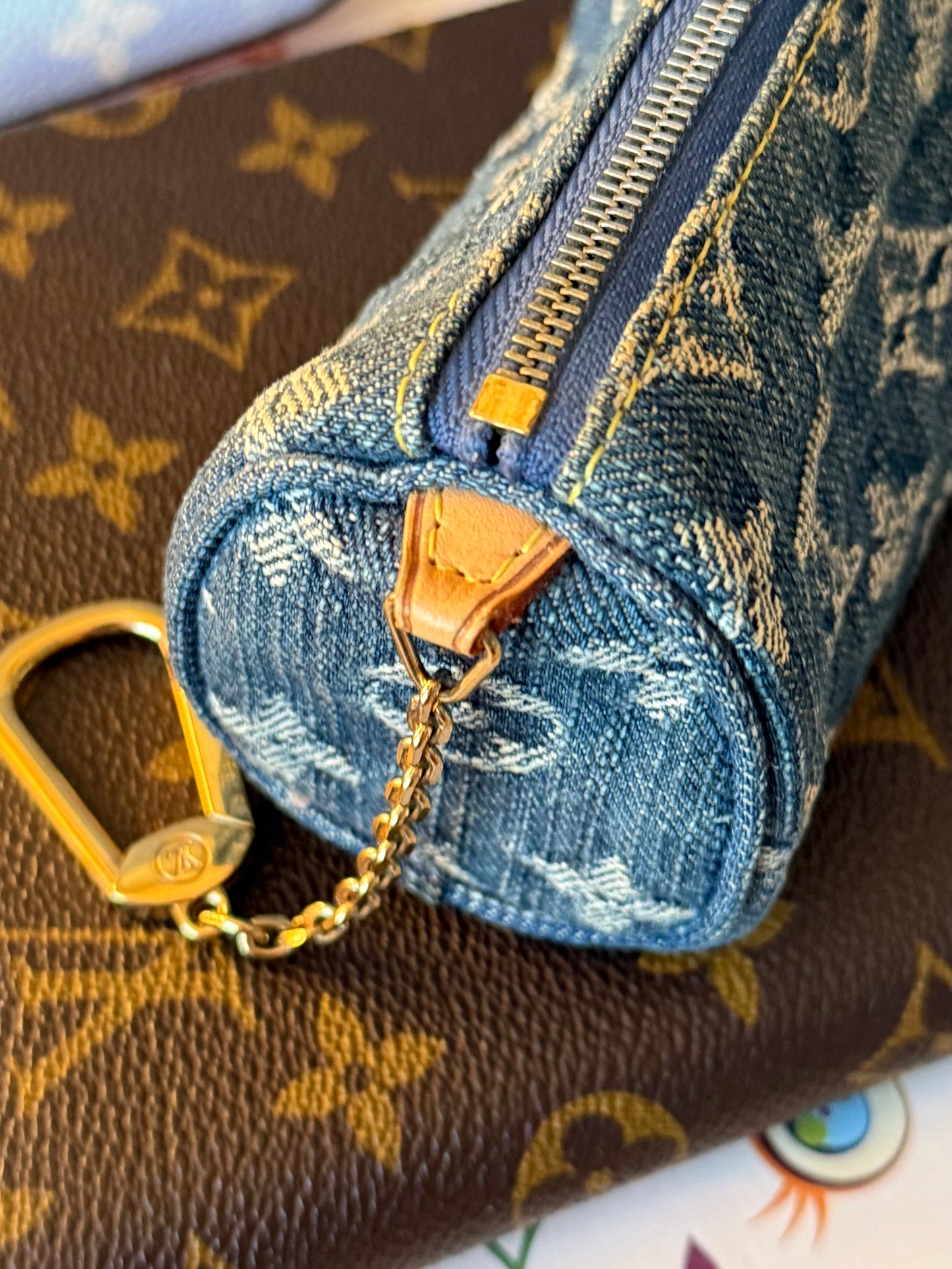 LV Denim Pochette Speedy Key Pouch