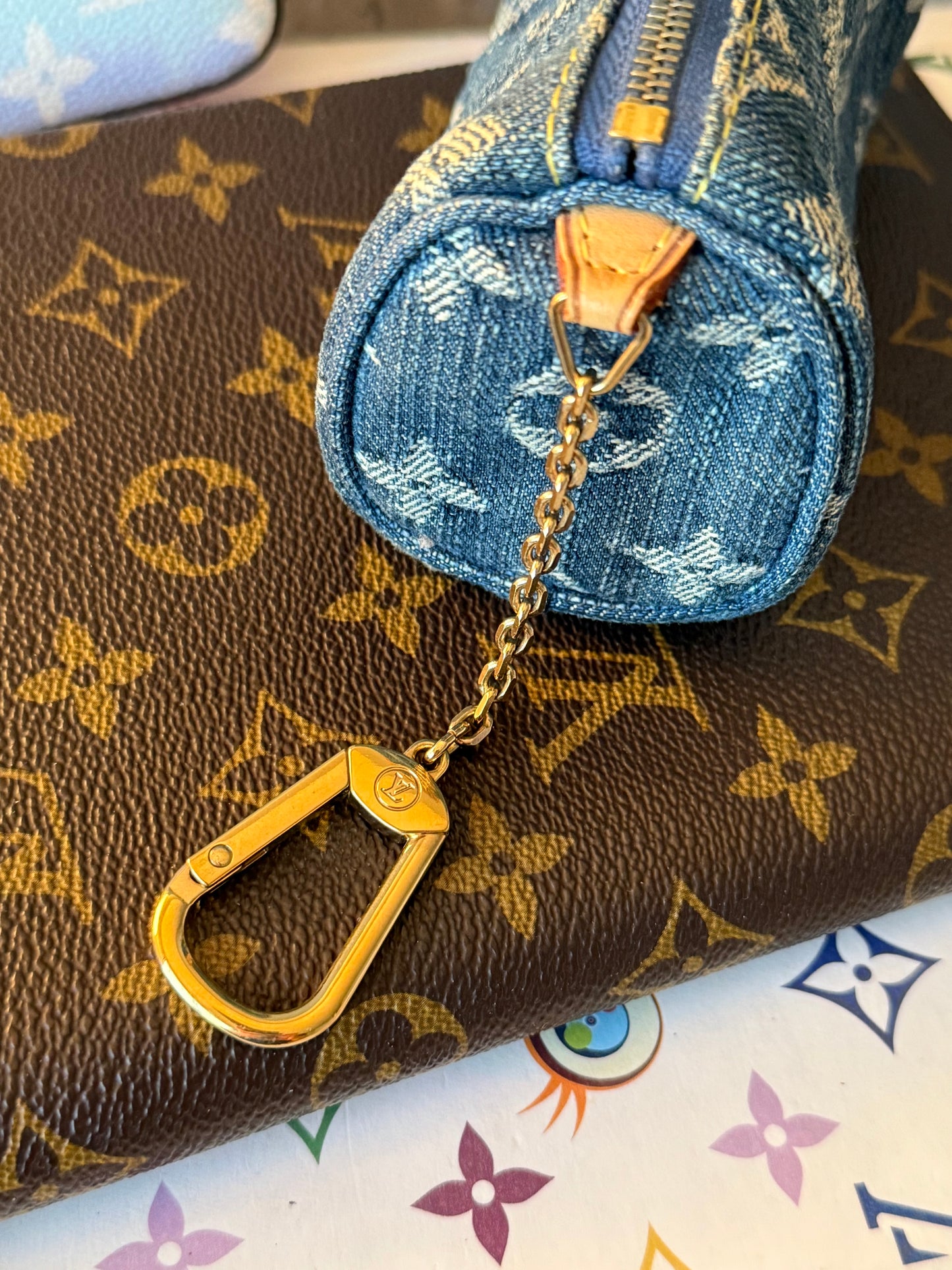 LV Denim Pochette Speedy Key Pouch
