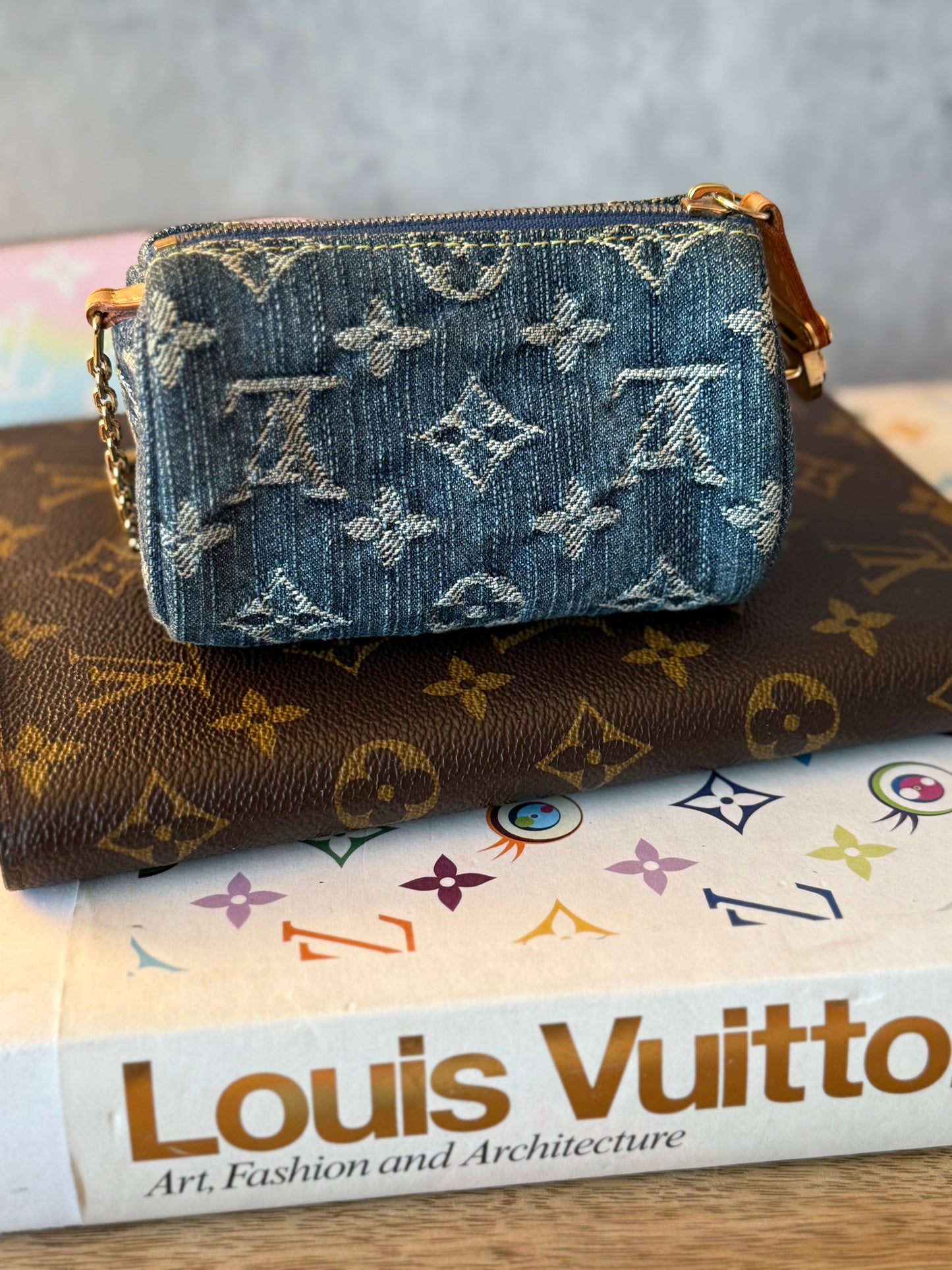 LV Denim Pochette Speedy Key Pouch
