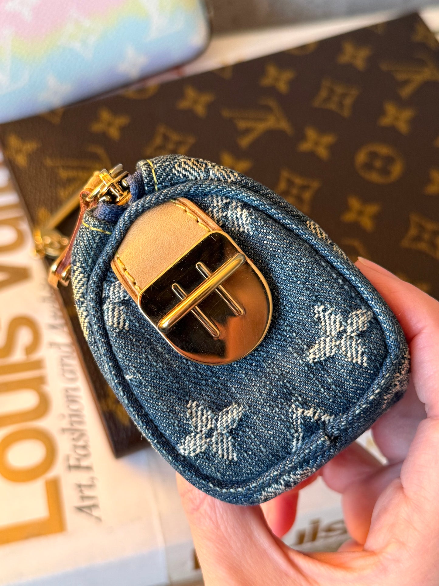 LV Denim Pochette Speedy Key Pouch
