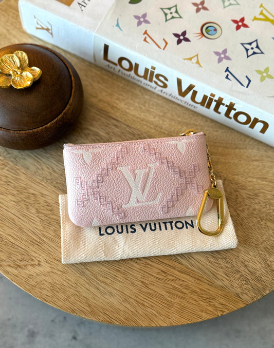LV Broderies Key Pouch Pink