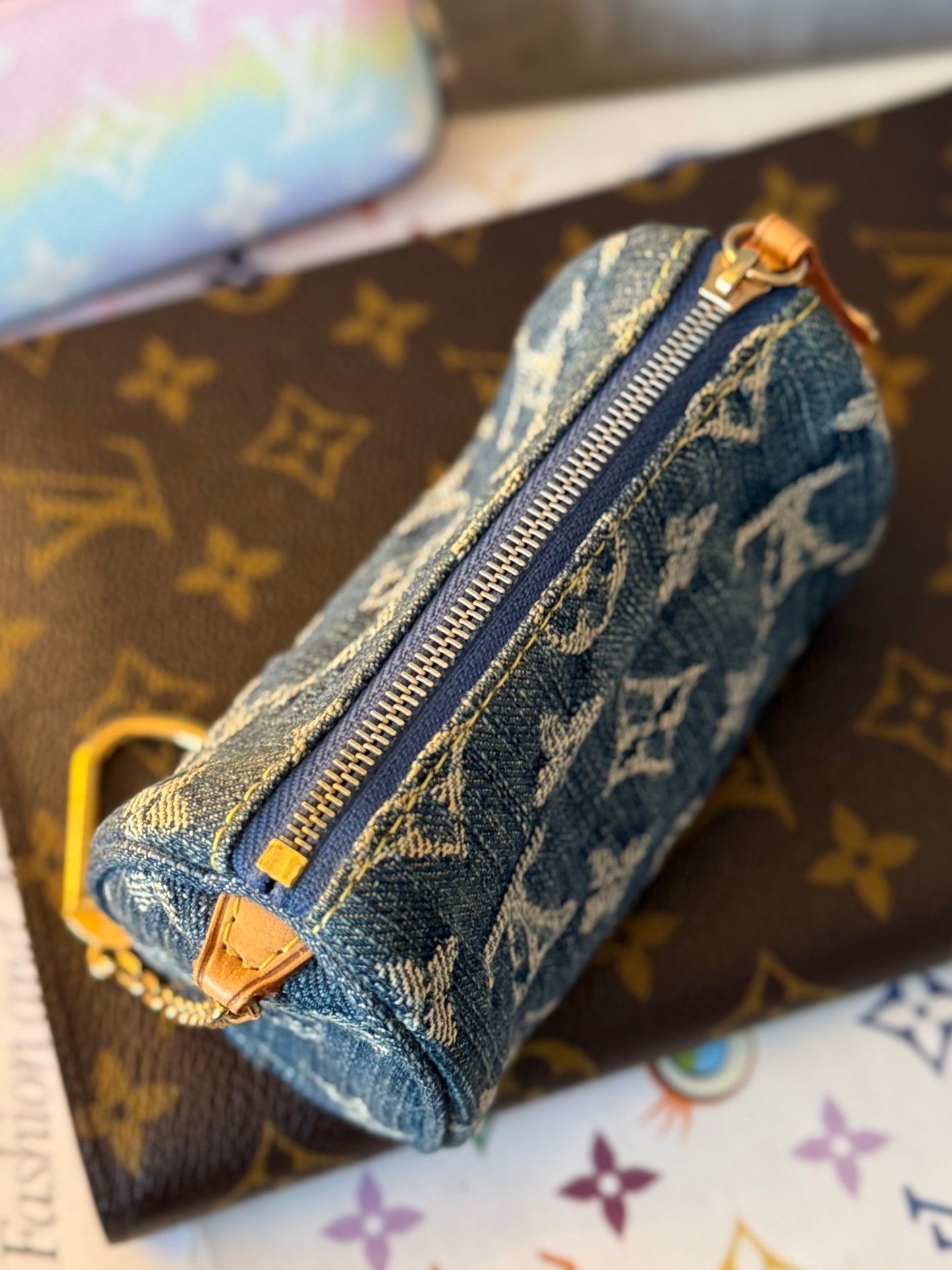 LV Denim Pochette Speedy Key Pouch