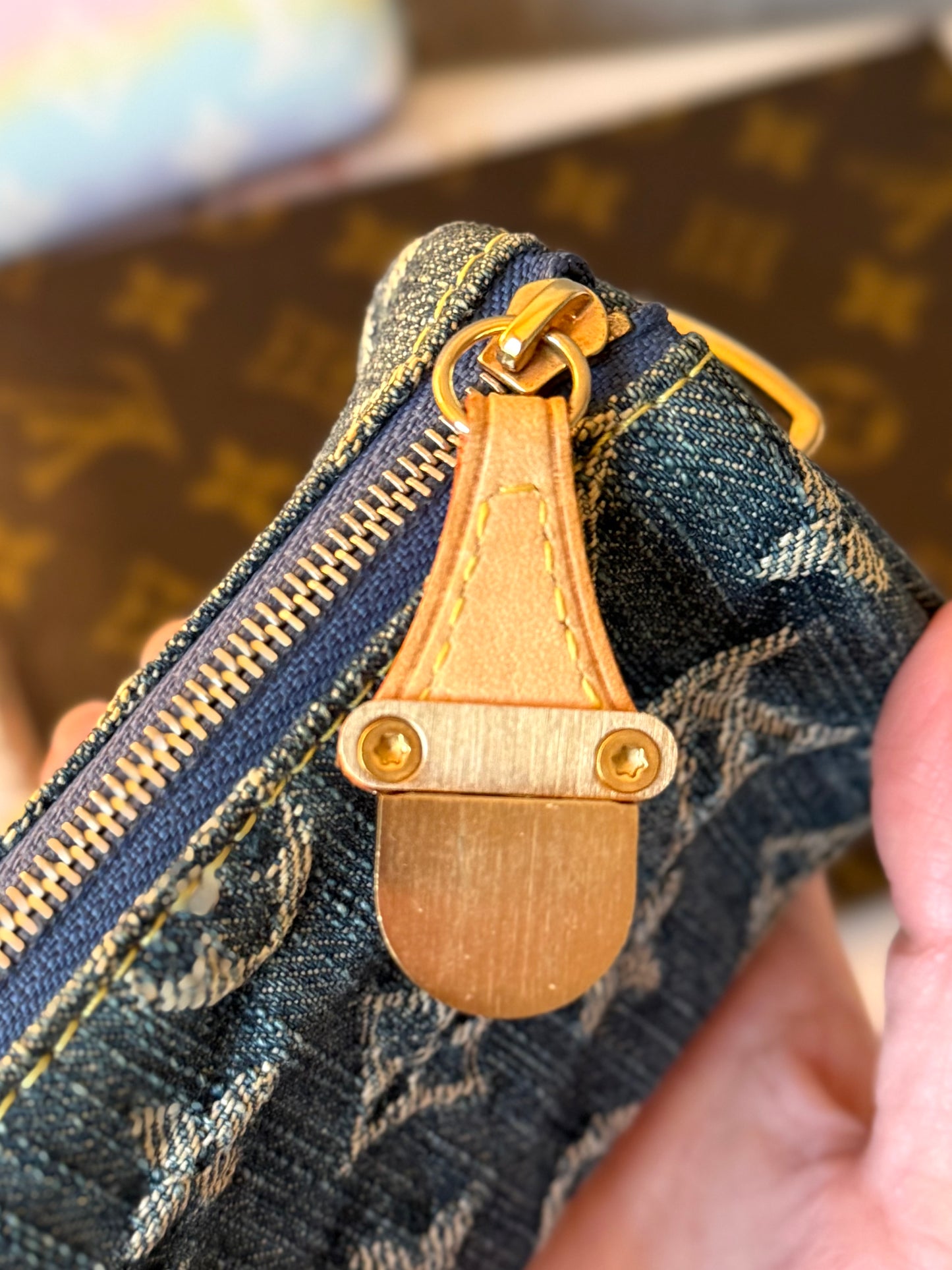 LV Denim Pochette Speedy Key Pouch