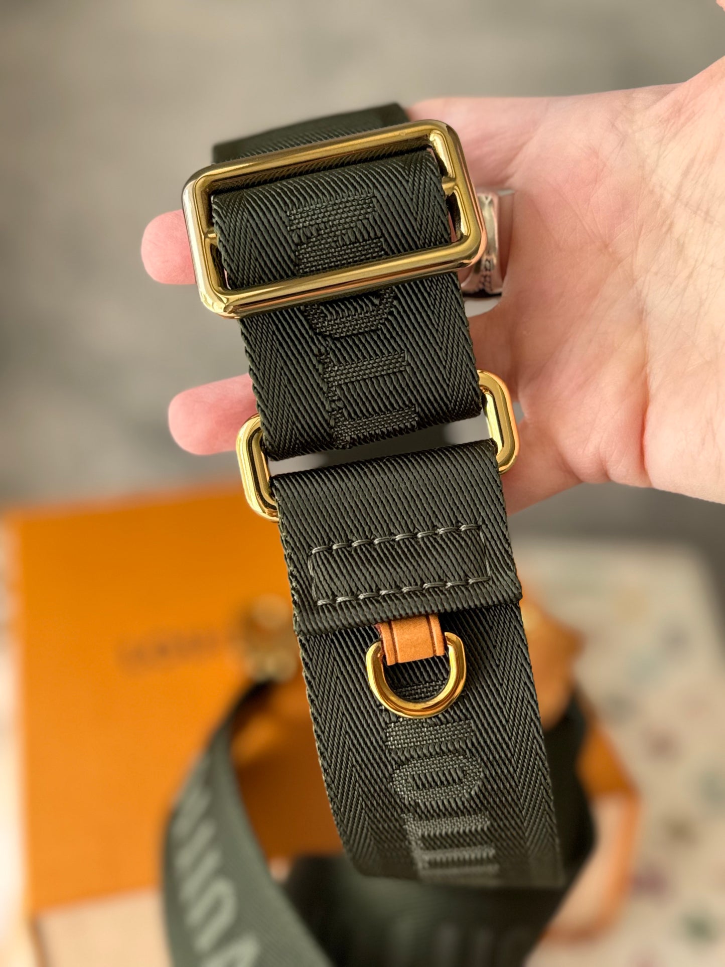 LV Khaki Green Adjustable strap