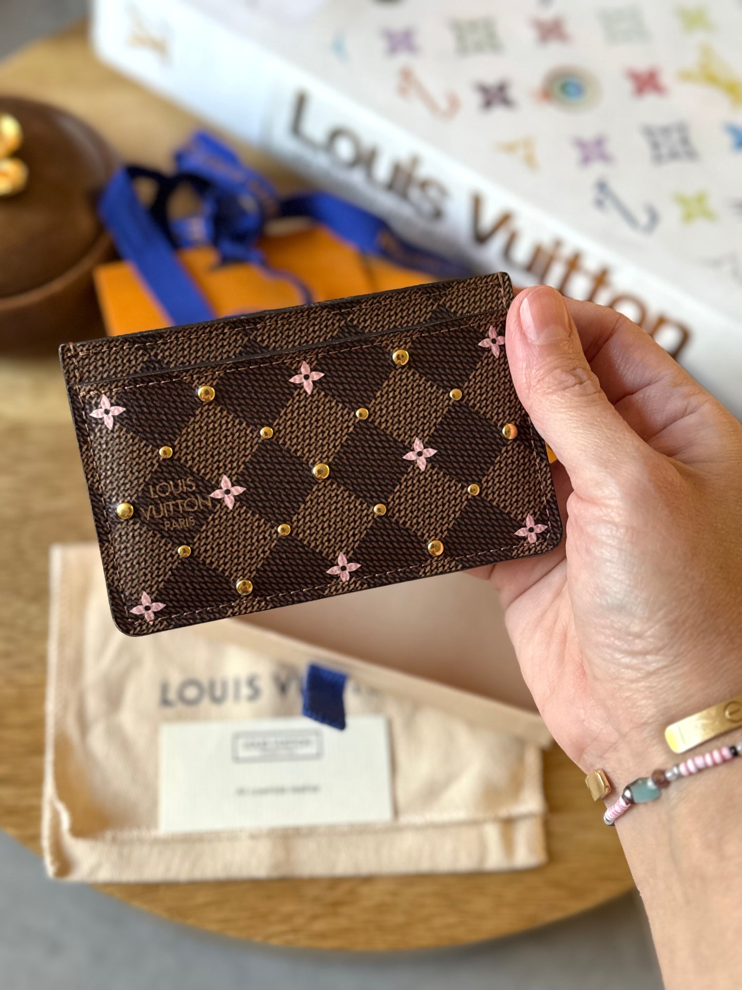 LV DE Studded Flower Card Holder