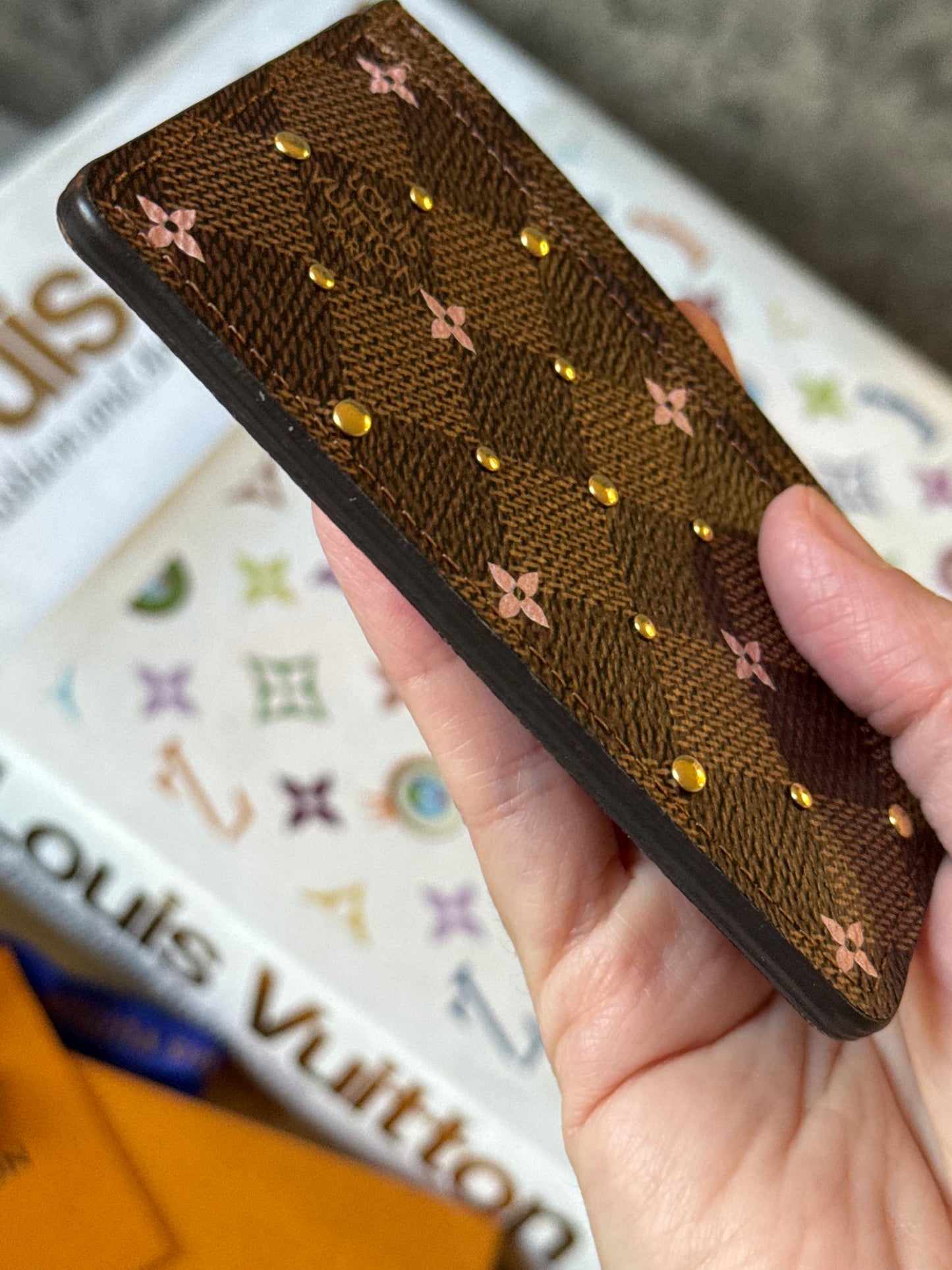 LV DE Studded Flower Card Holder