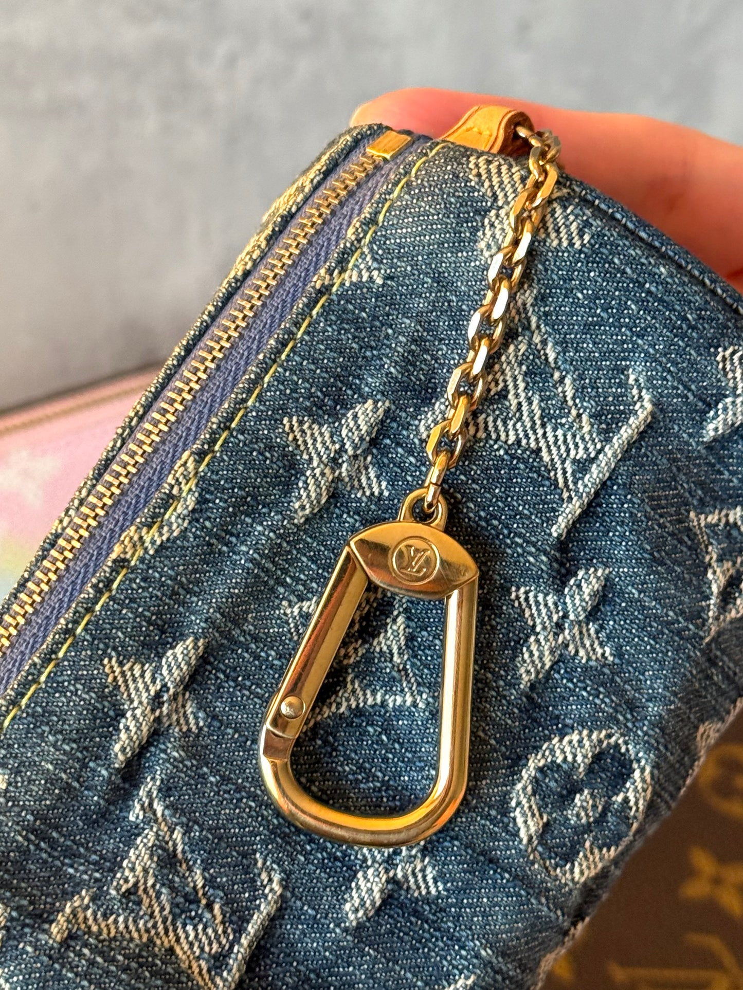 LV Denim Pochette Speedy Key Pouch