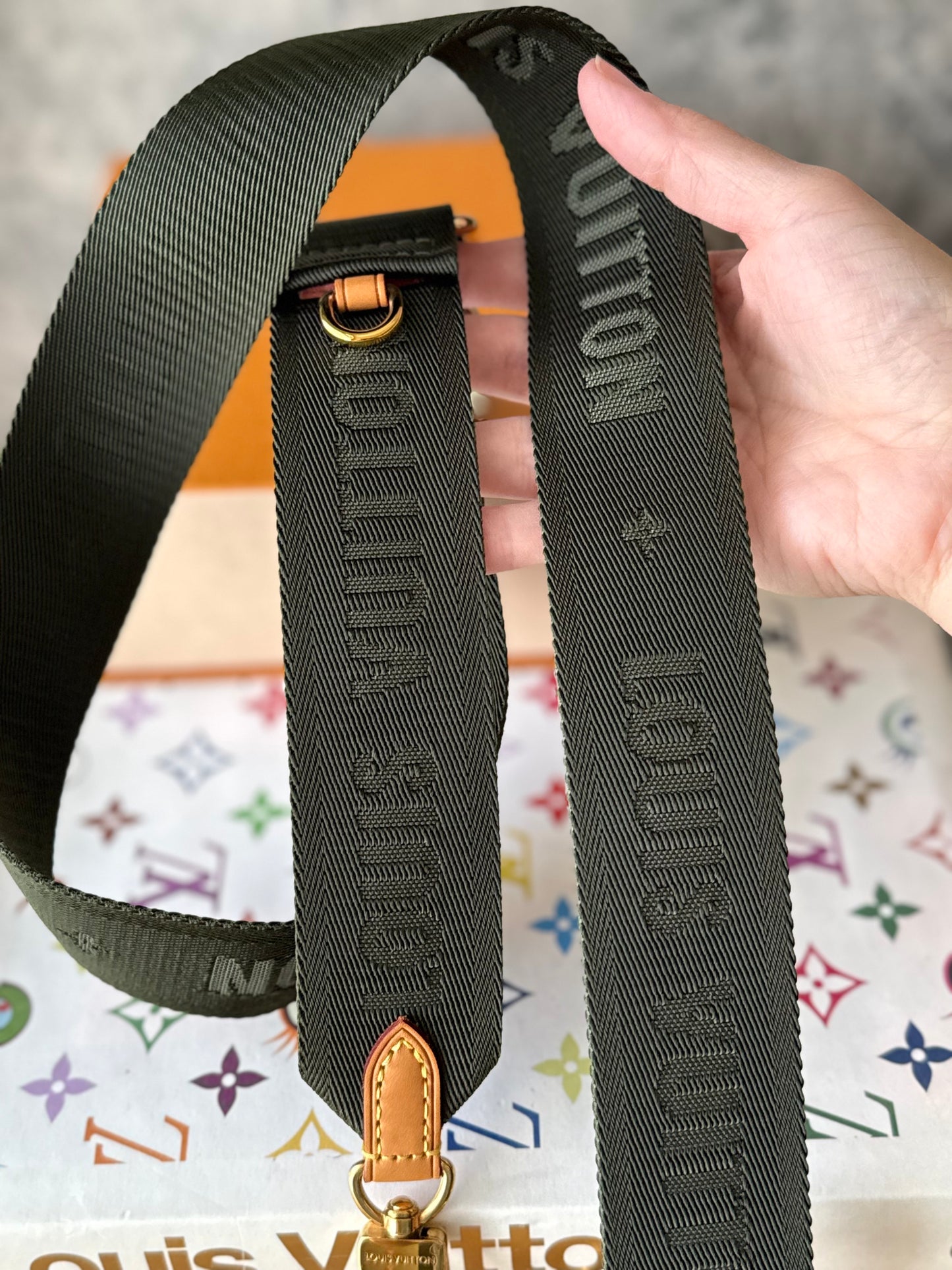 LV Khaki Green Adjustable strap