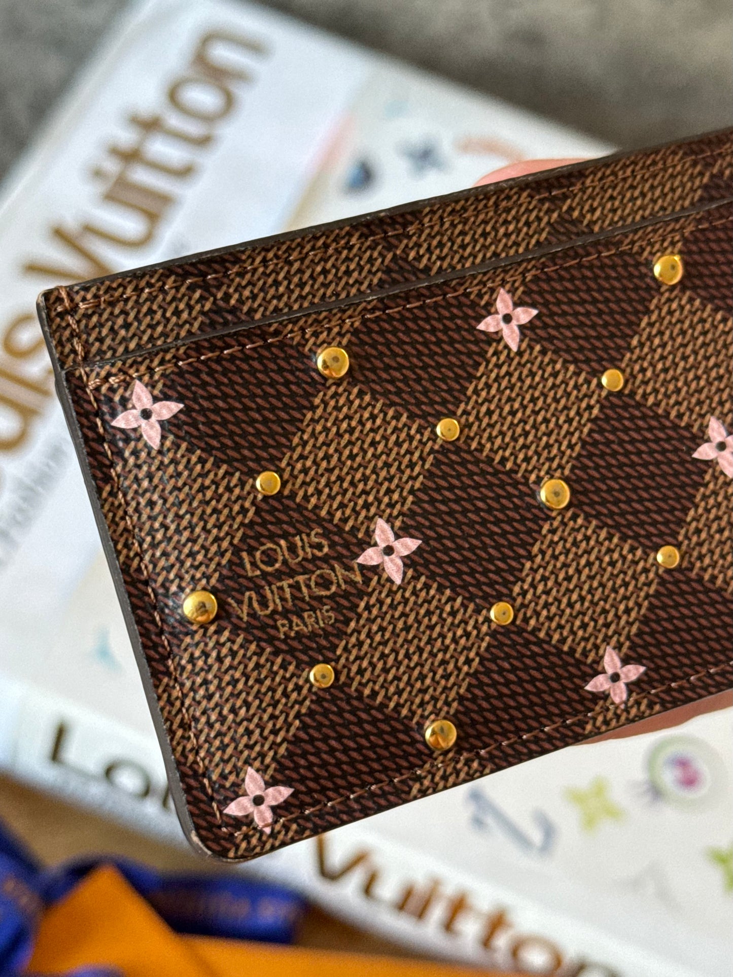LV DE Studded Flower Card Holder