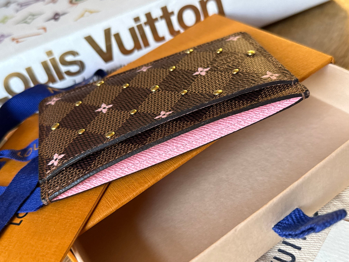LV DE Studded Flower Card Holder