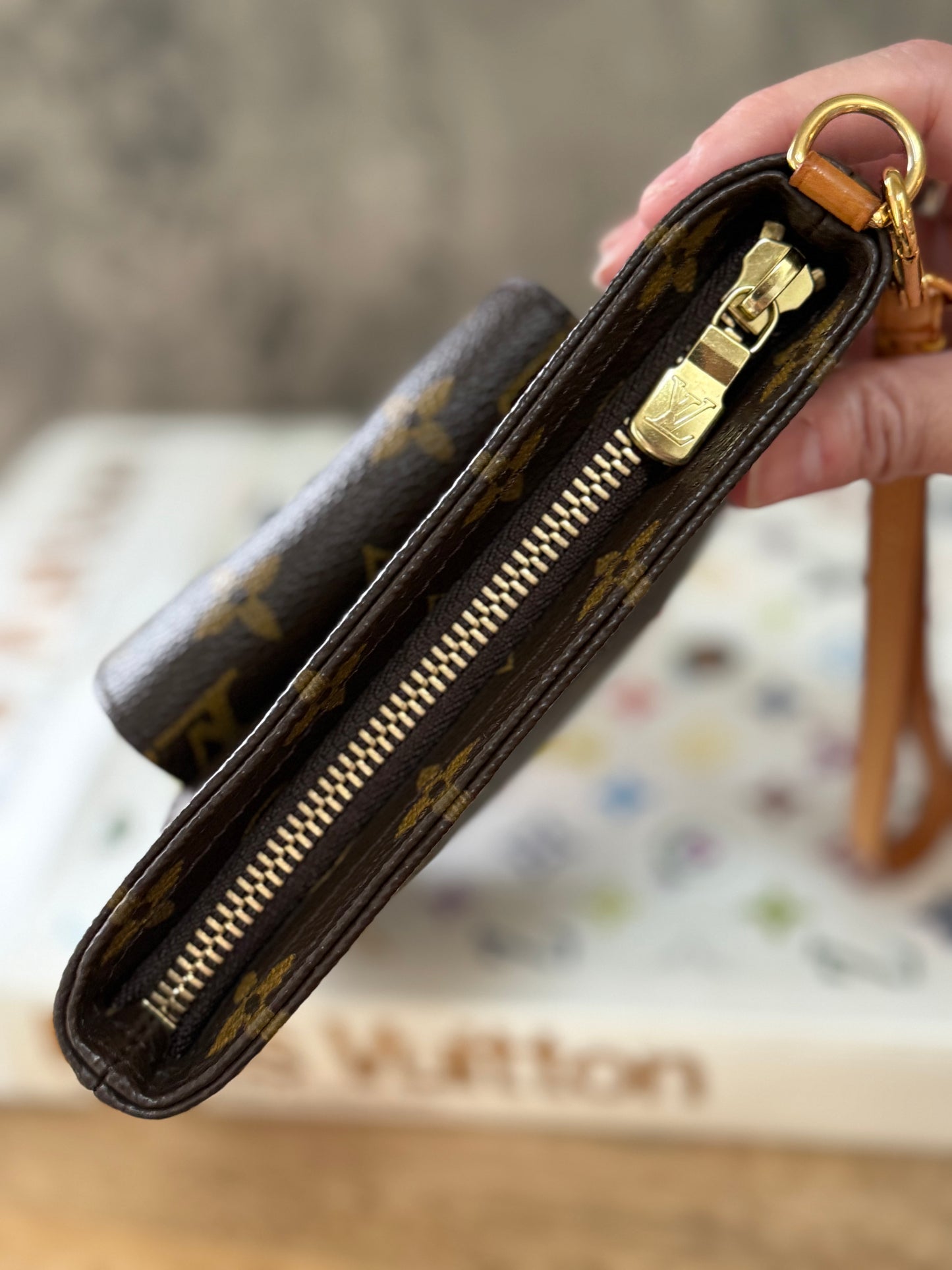 LV Partition Wristlet Pouch