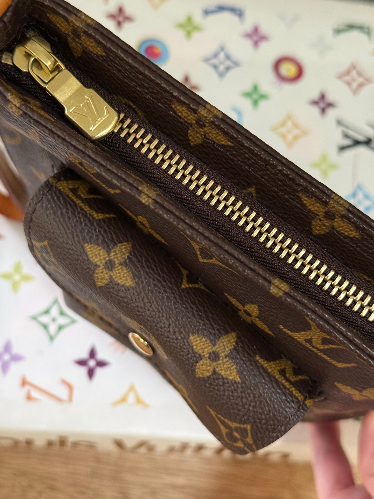 LV Partition Wristlet Pouch
