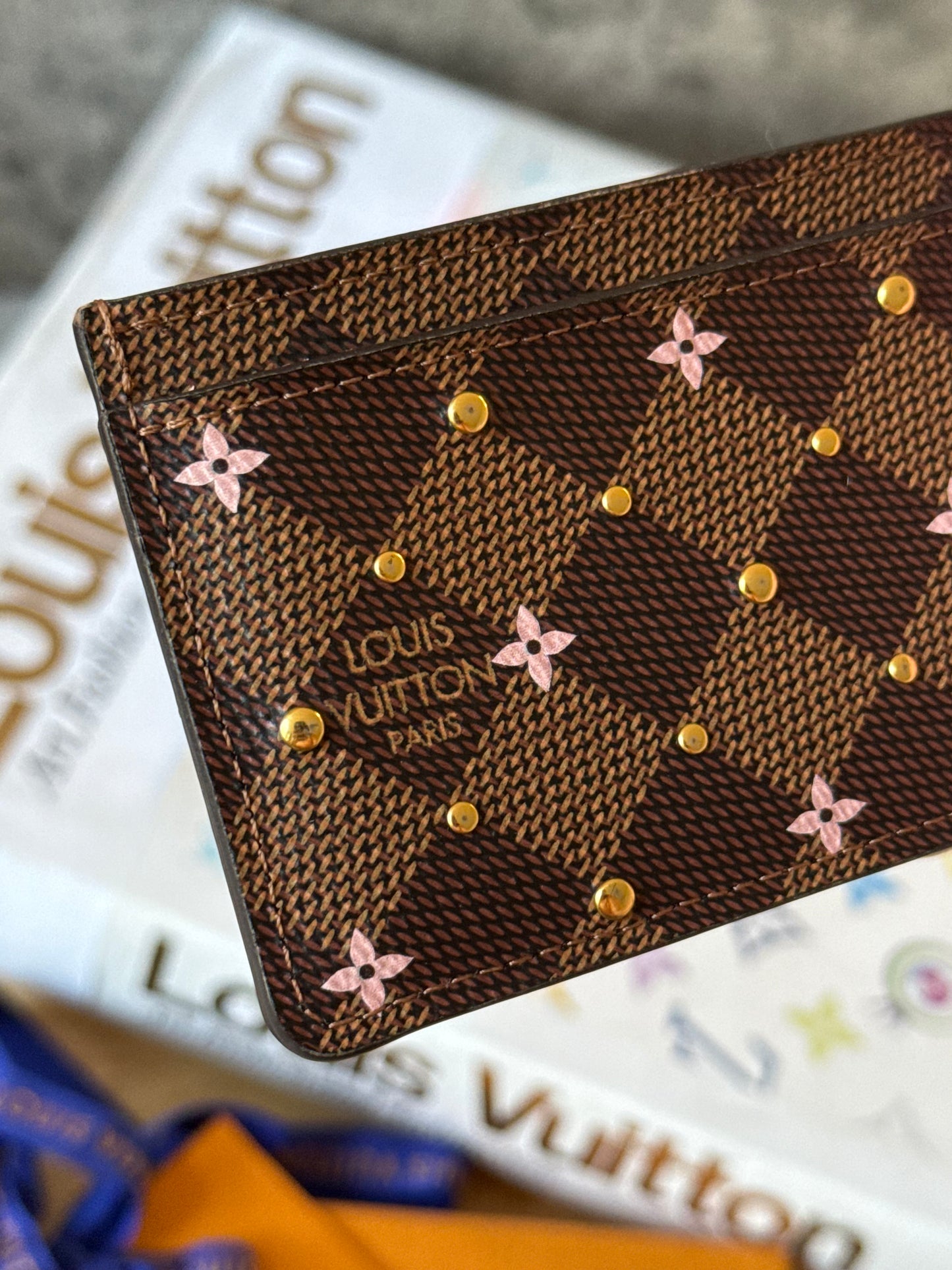 LV DE Studded Flower Card Holder