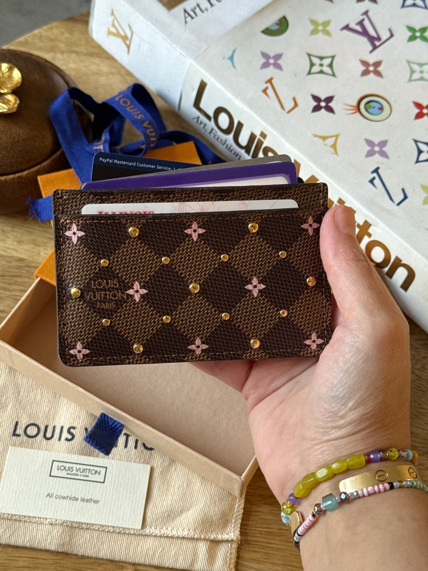 LV DE Studded Flower Card Holder
